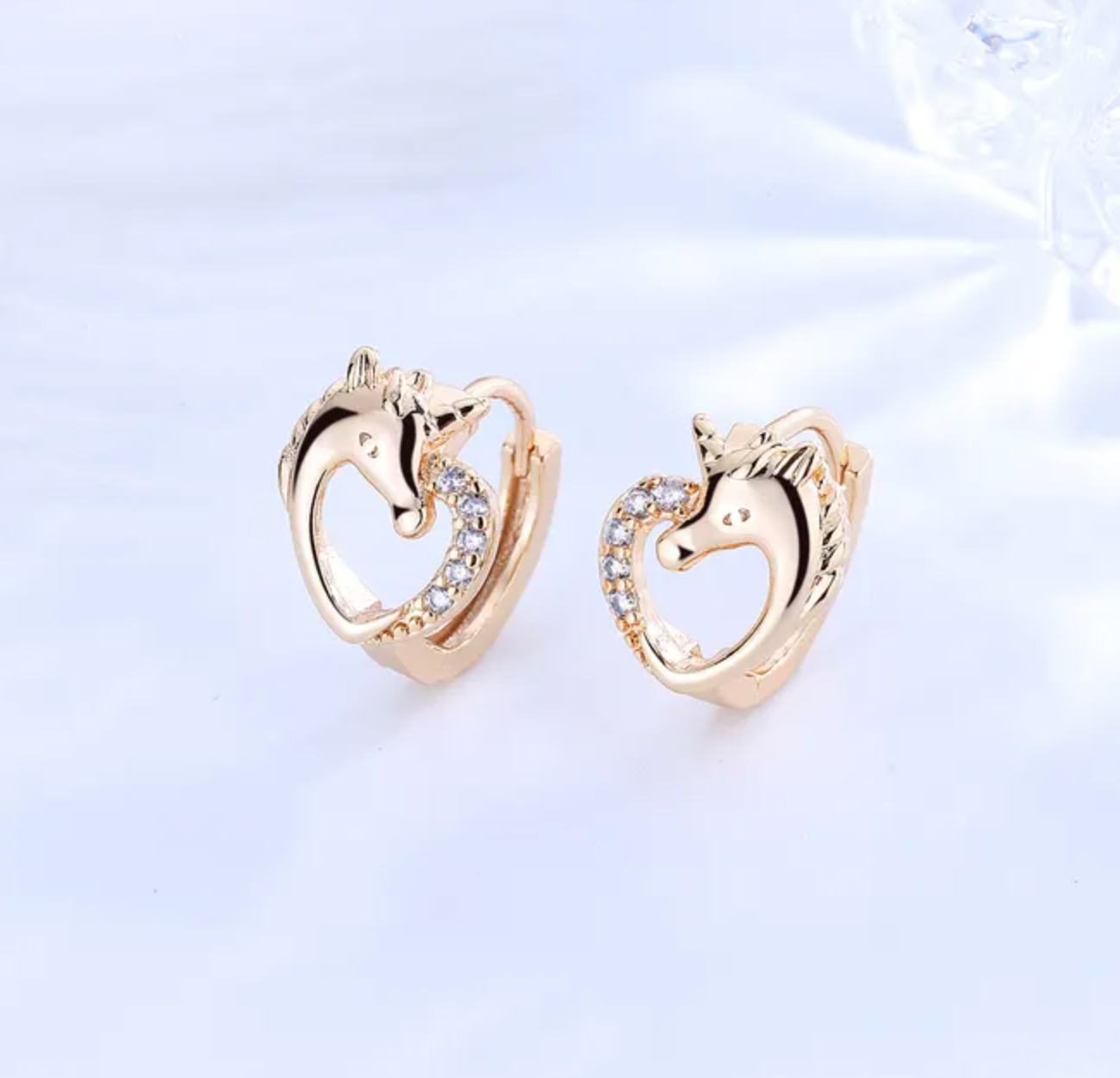 Unicorn/Paarden oorbellen - goldplated oorringen