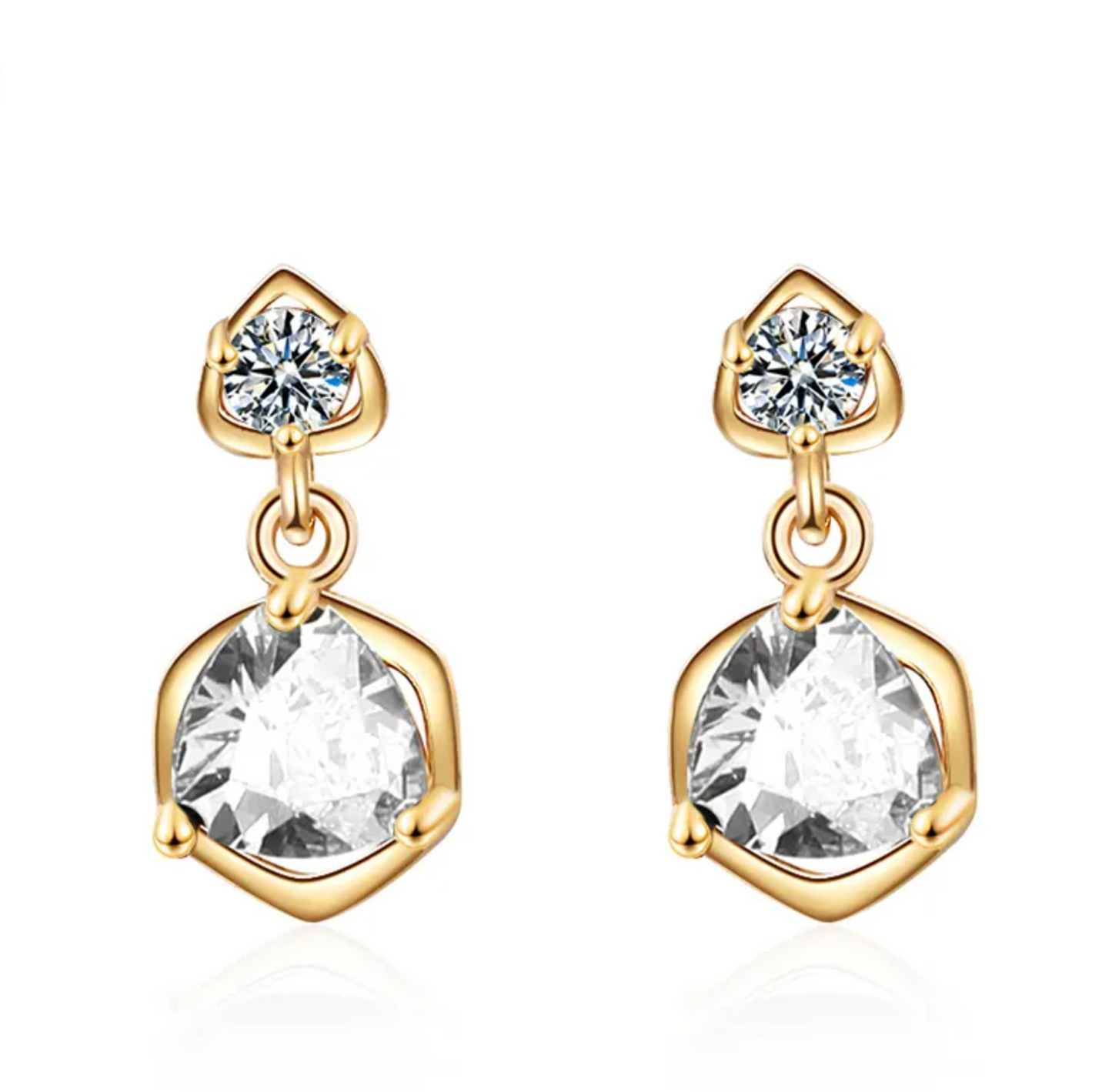 Zirkonia oorhangers - gold plated dames oorbellen