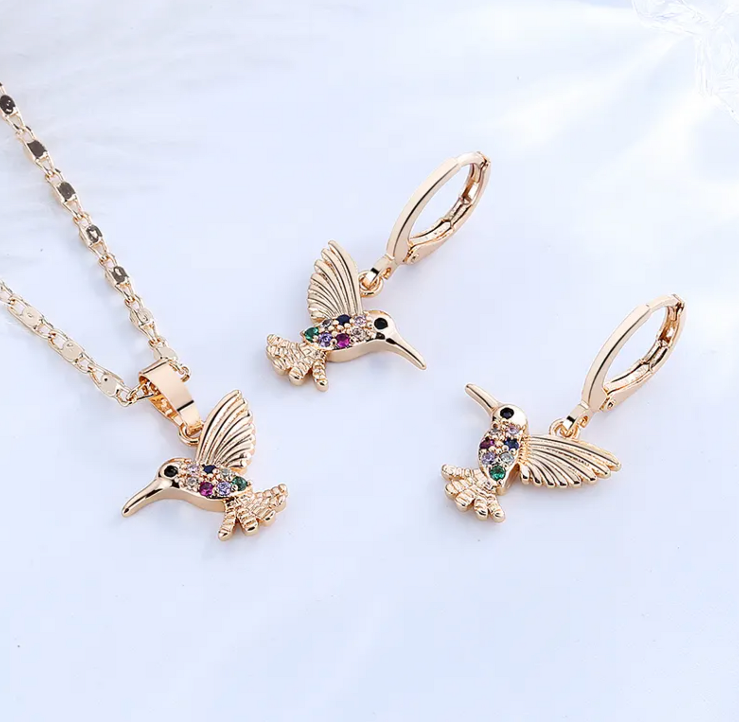 Ketting en oorbellen set - dames sieradenset - vogel ketting en oorbellen