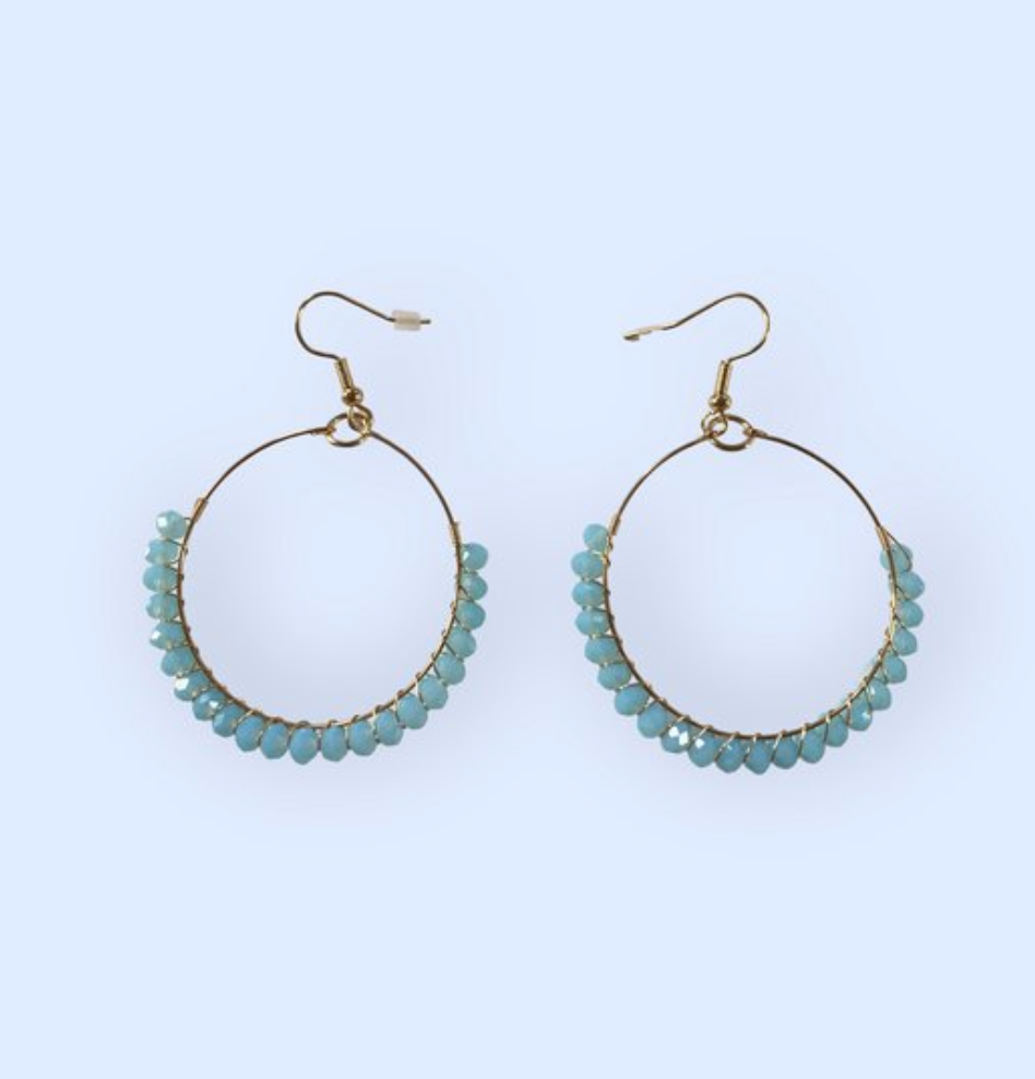 Oorringen - kralen oorbellen - Blauwe oorbellen