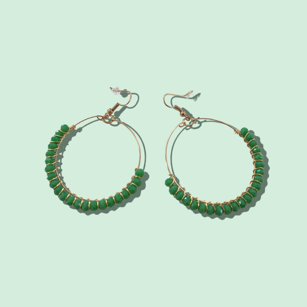 Oorringen - kralen oorbellen - groene oorbellen