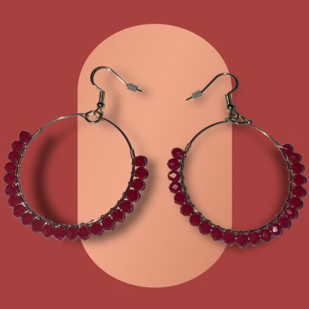 Oorringen - kralen oorbellen - rode oorbellen