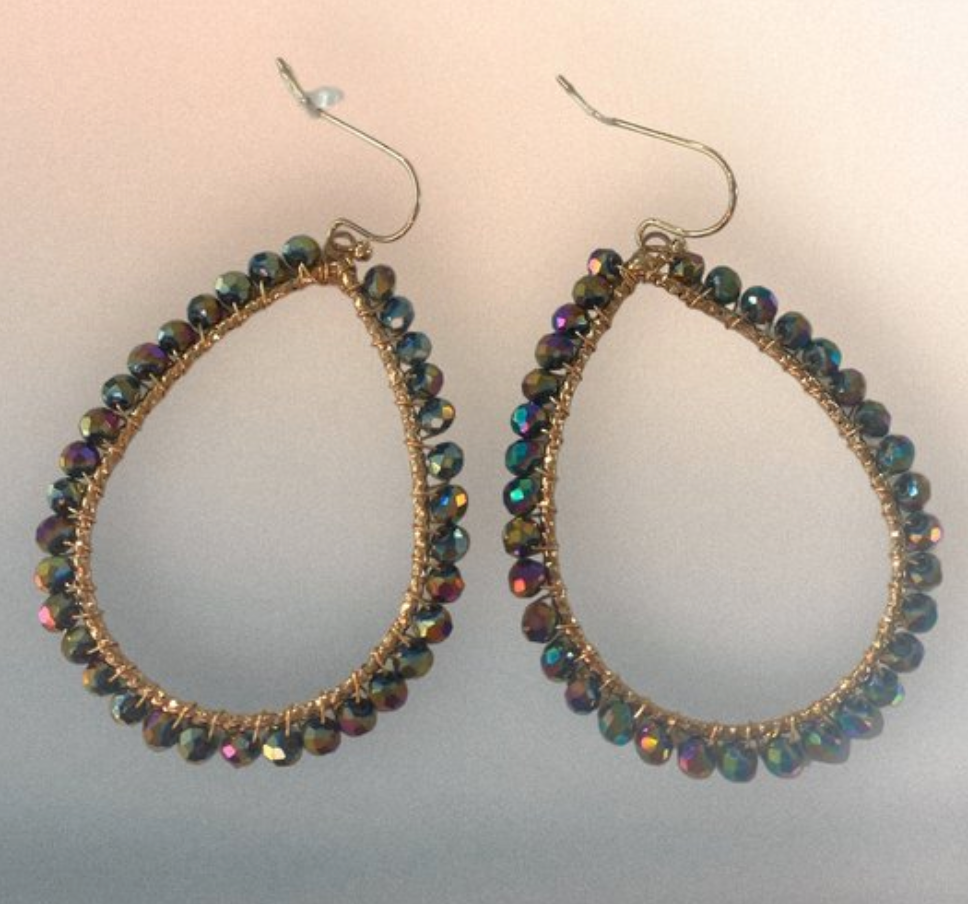 Oorringen - kralen oorbellen - paars blauwe oorbellen