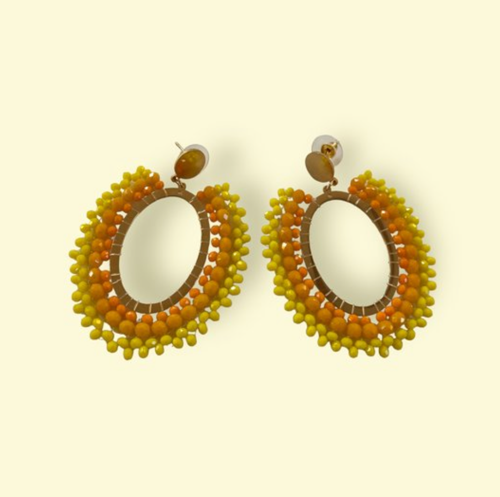 oorhangers - kralen oorbellen - gele dames oorbellen