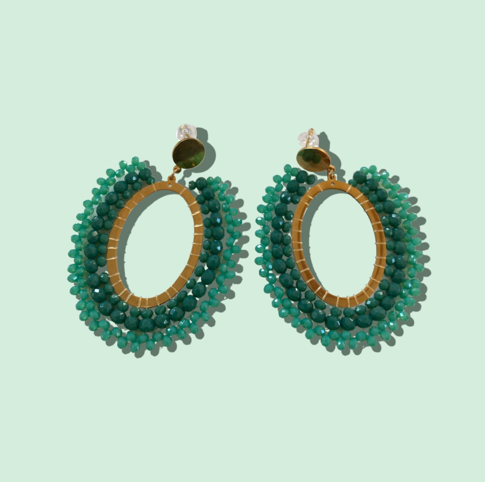 oorhangers - kralen oorbellen - blauwe dames oorbellen