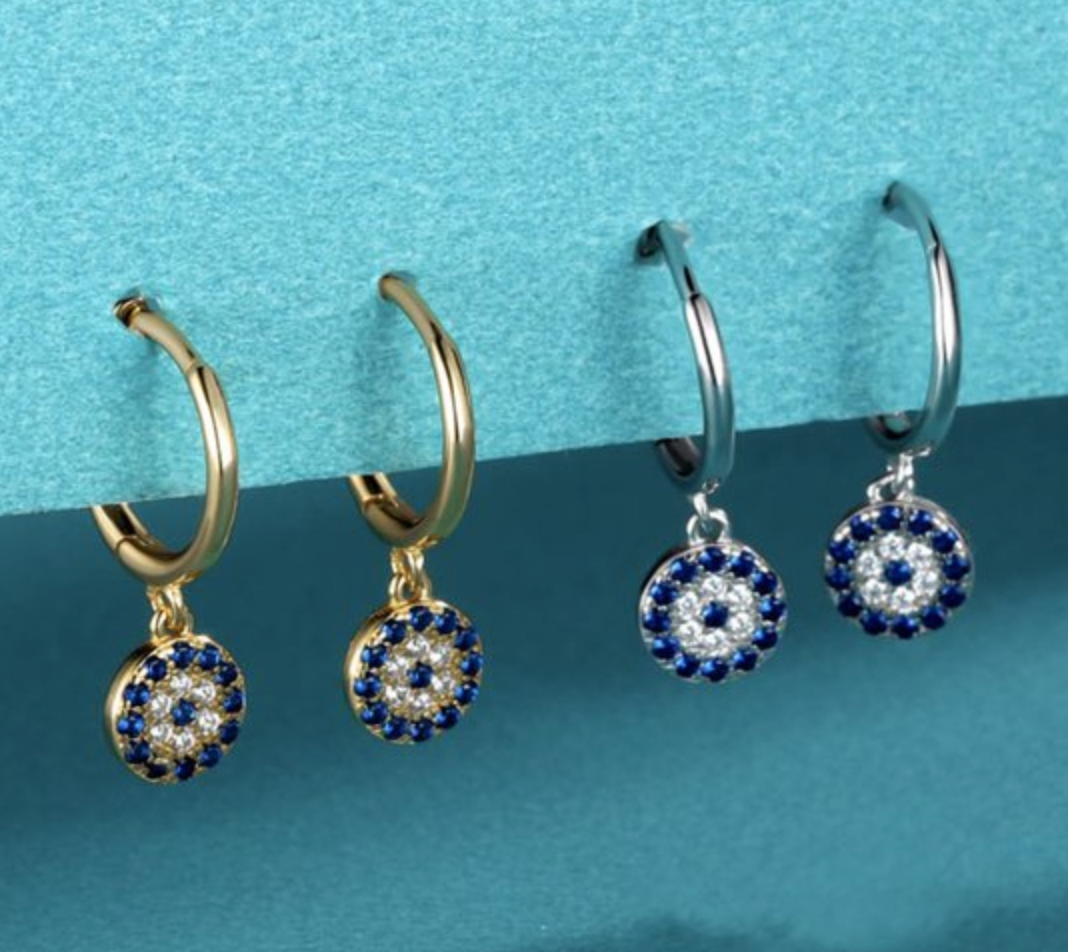 Evil Eye oorringen - Zilveren Zirkonia oorringen