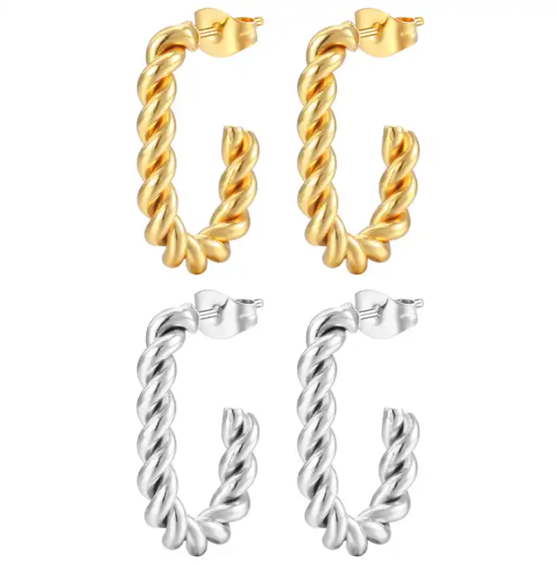 rechthoekige oorringen - zilverkleurige oorbellen - Liefs Jade