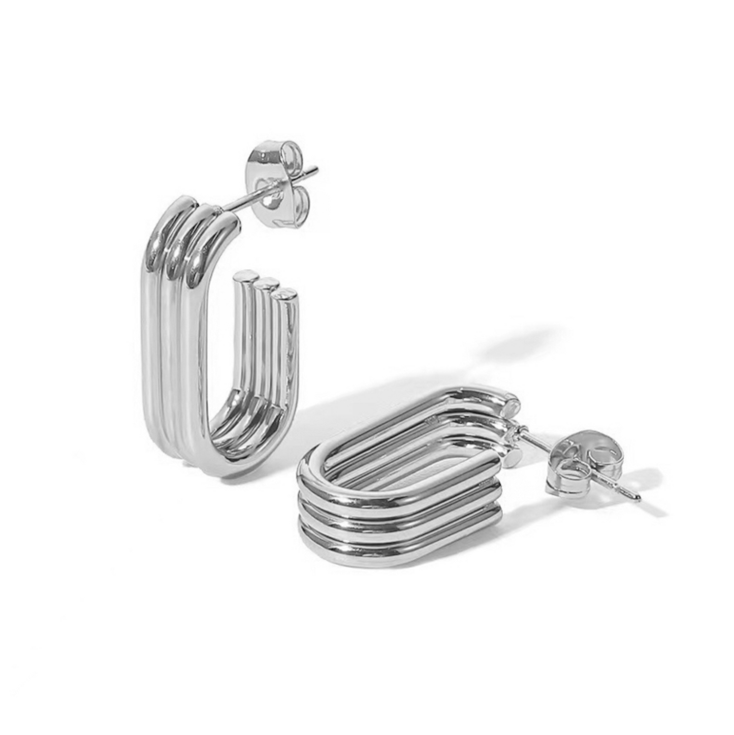 Rechthoekige oorringen - zilverkleurige oorbellen - Liefs Jade