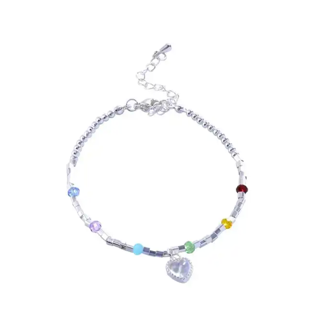 Hartjes armband bedel - multikleur & zilver - Liefs Jade