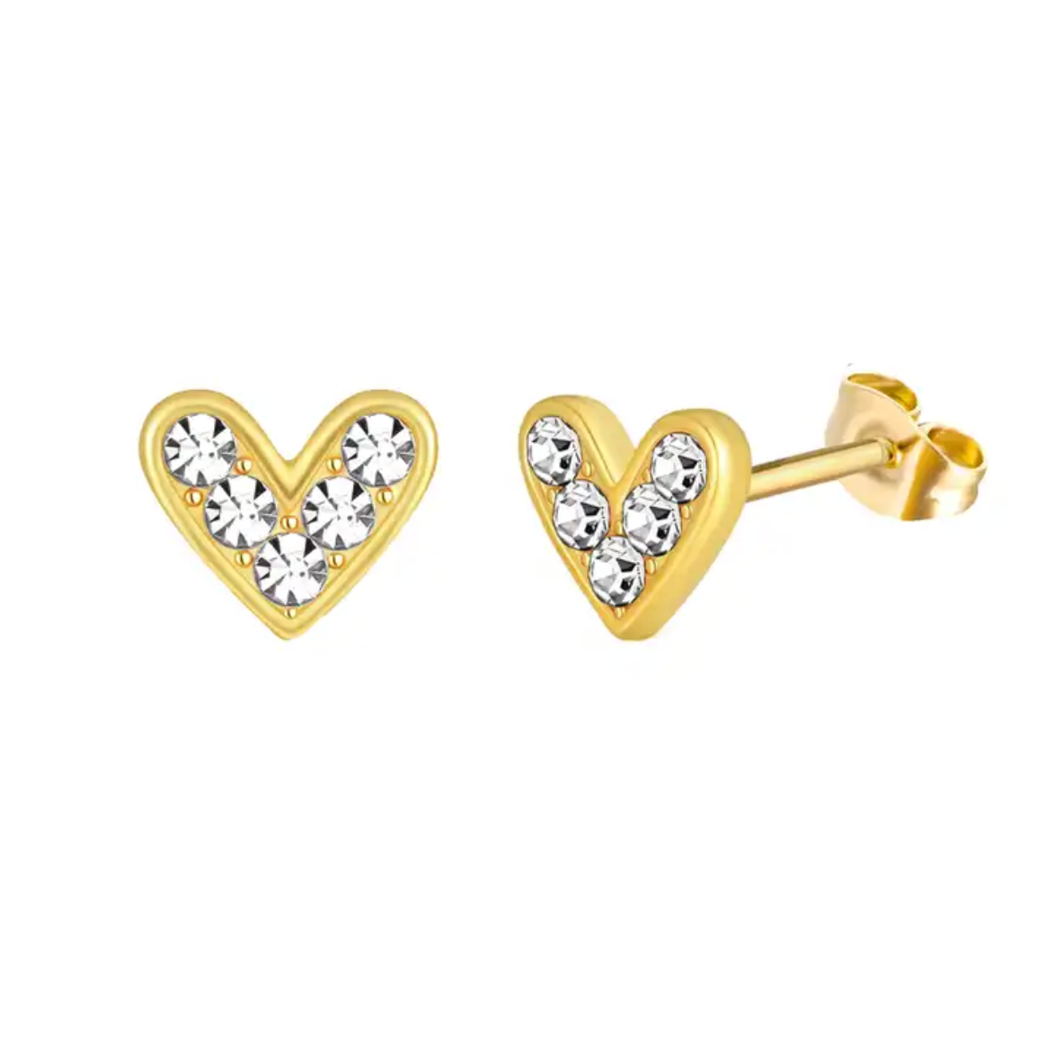 Heart earrings - goudkleurige oorknopjes - Liefs Jade