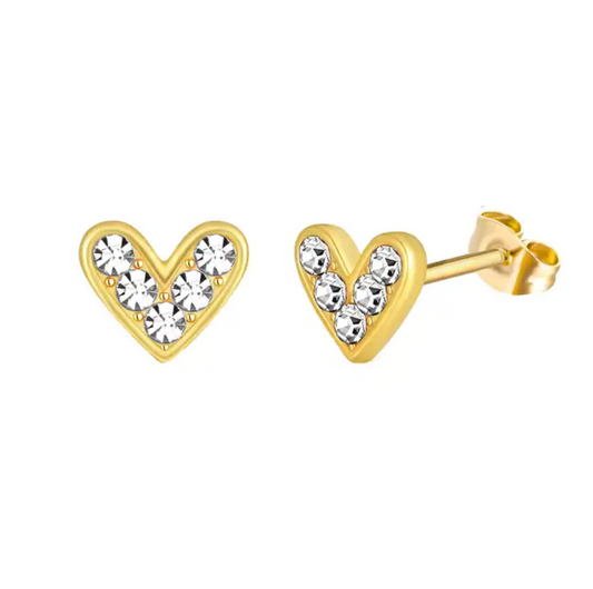 Heart earrings - goudkleurige oorknopjes - Liefs Jade