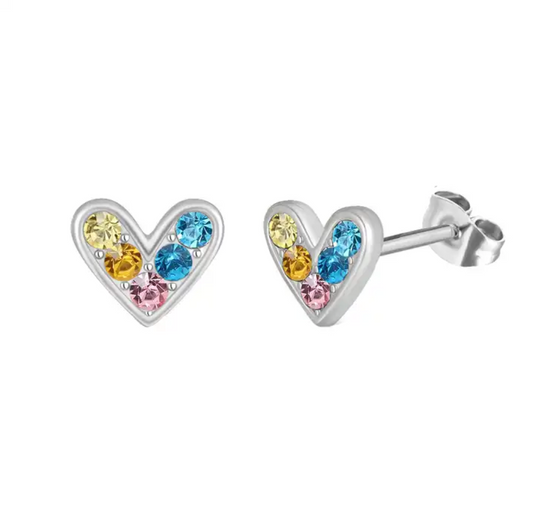 Heart earrings - zilverkleurig/multikleur - Liefs Jade