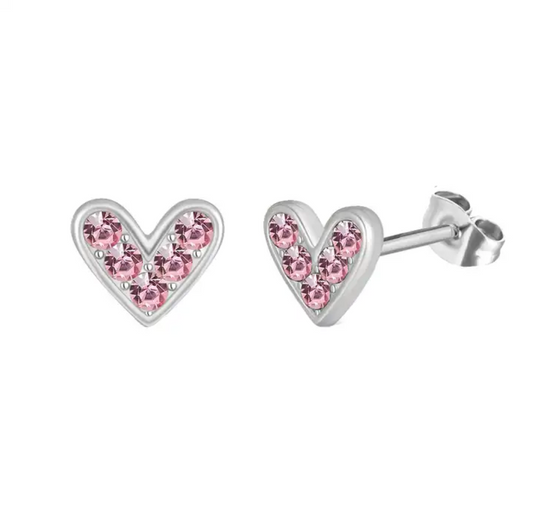Heart earrings - roze oorknopjes - Liefs Jade