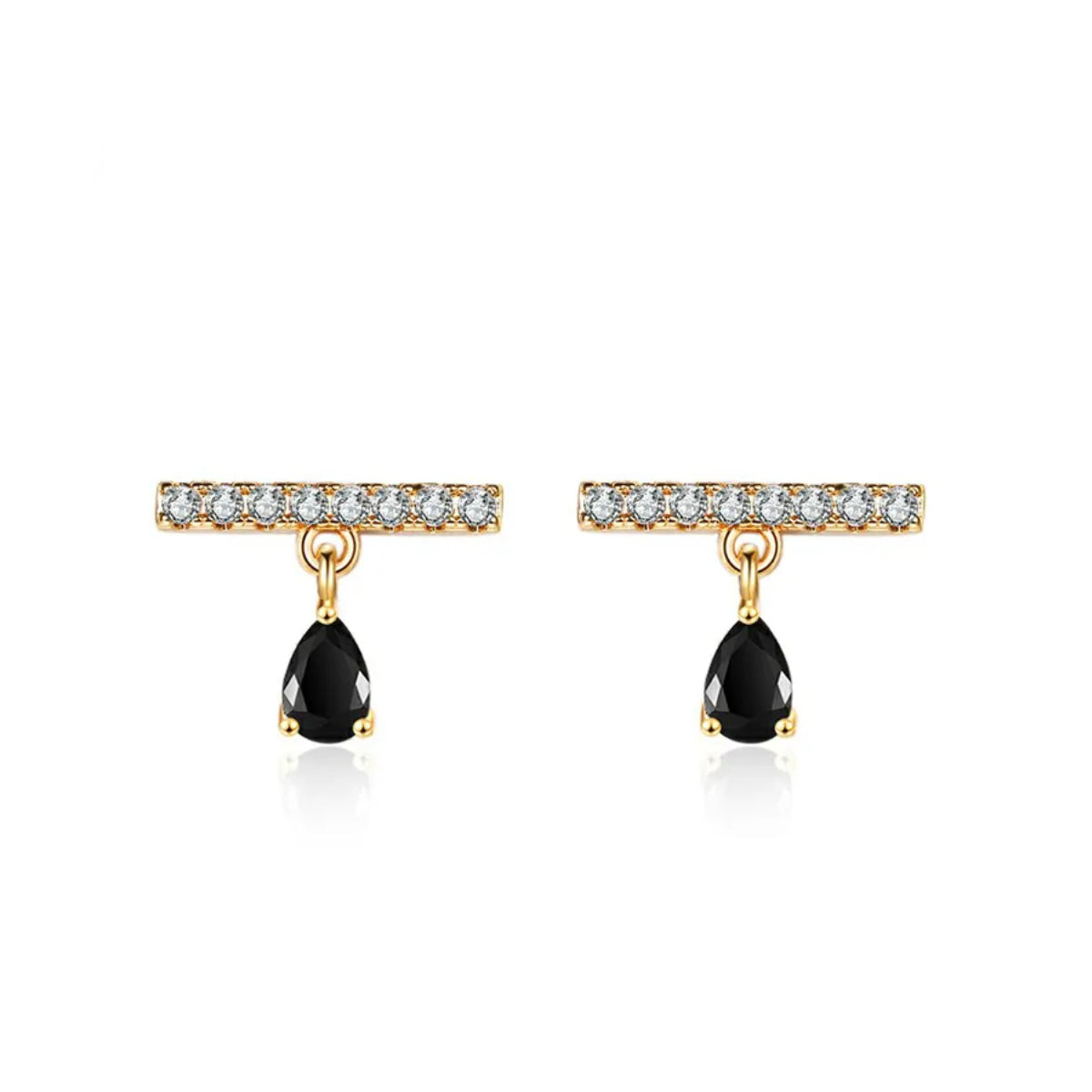 Dames oorbellen – bar oorbellen – gold plated – Zirkonia oorbellen