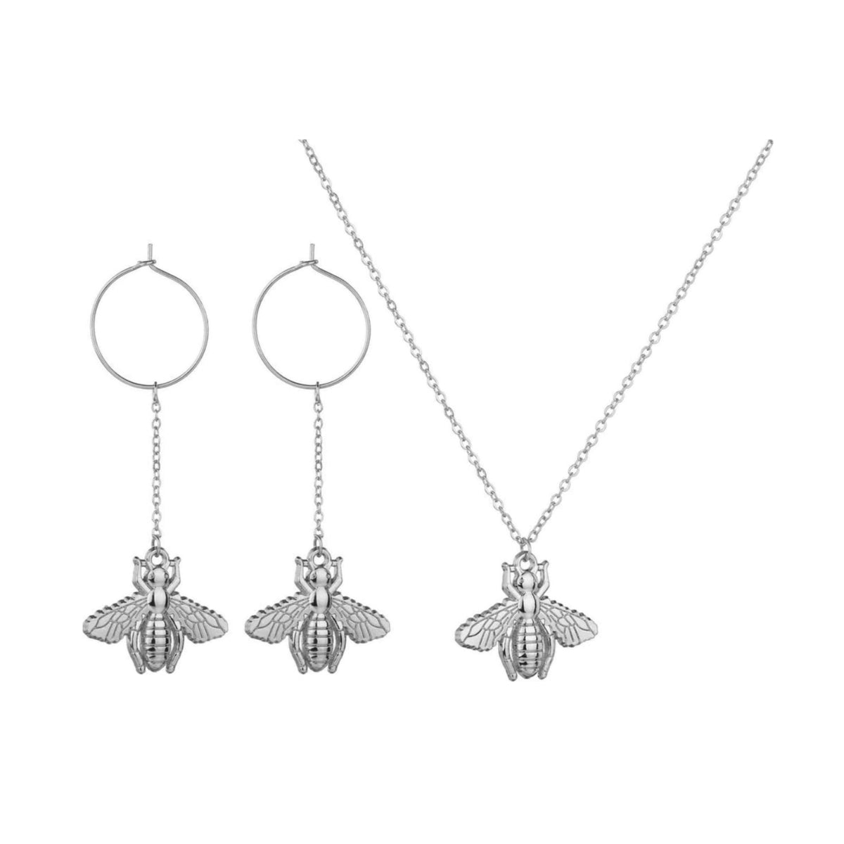 sieraden setje bij oorbellen en kettinkje, zilver