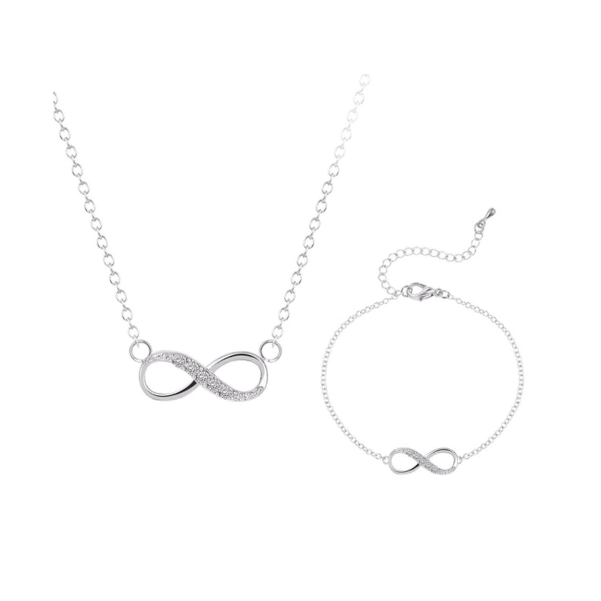 sieradenset infinity armband en kettinkje zilver
