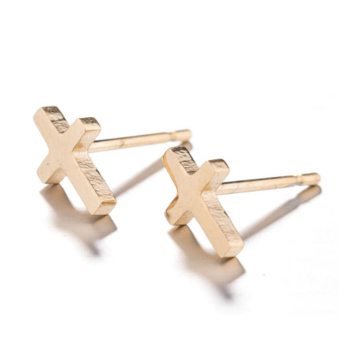 Kruis oorbellen stainless steel, goud