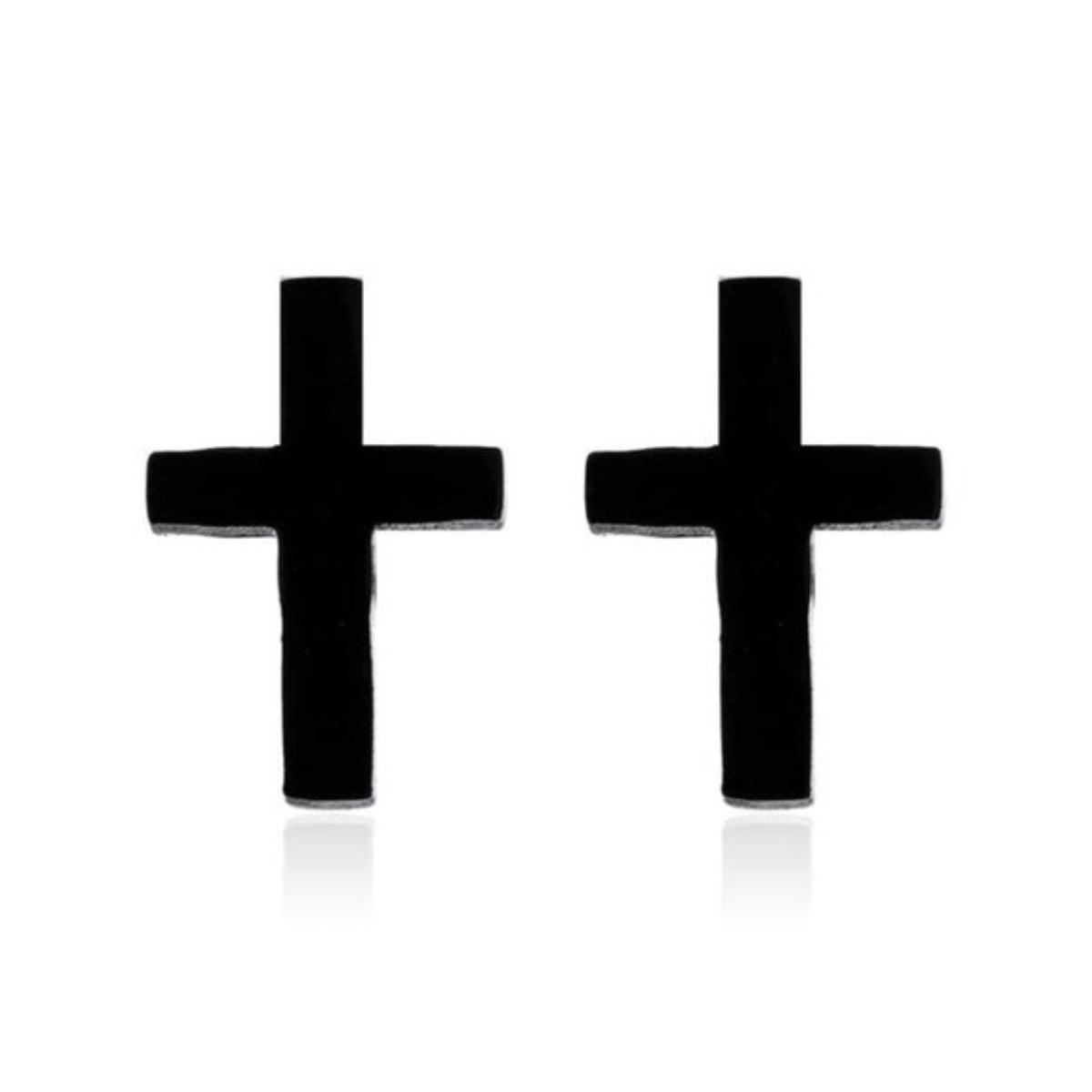 Kruis oorbellen stainless steel, zwart