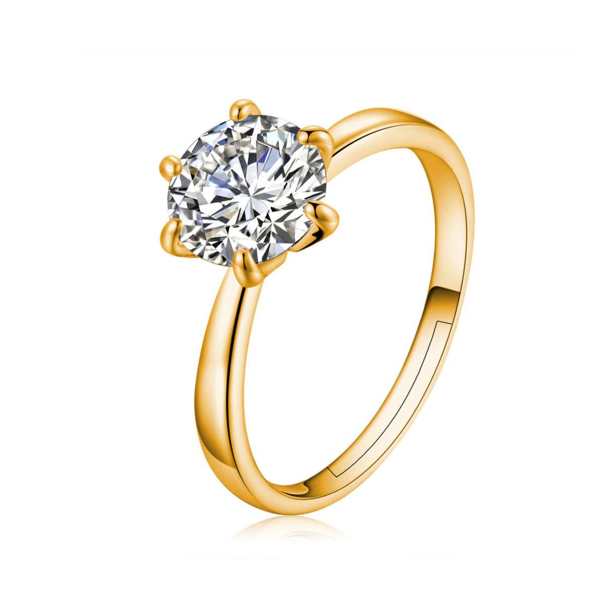 Goudkleurige dames verlovingsring met Zirkonia steen - verstelbaar