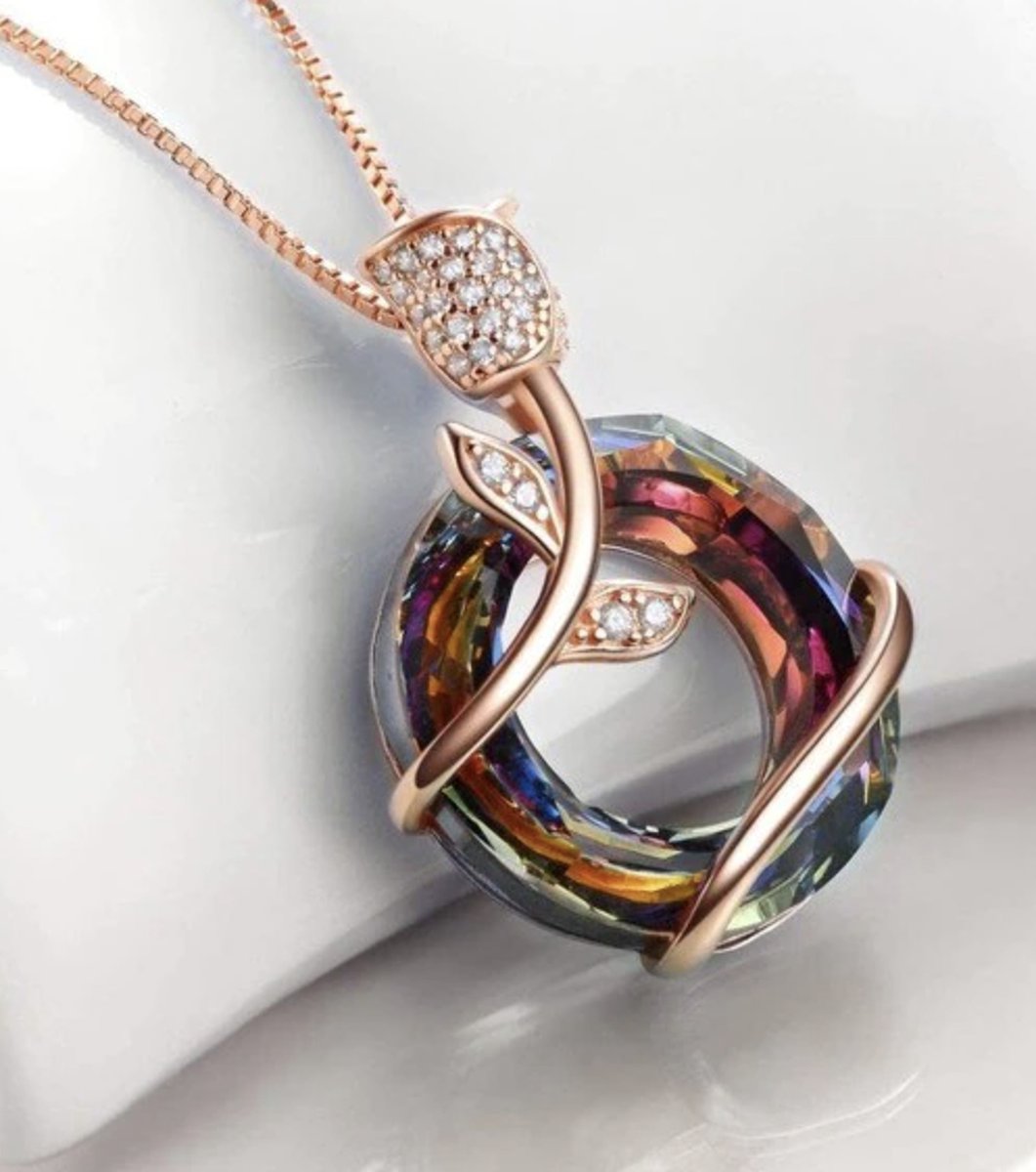 roos ketting met rondje, goud