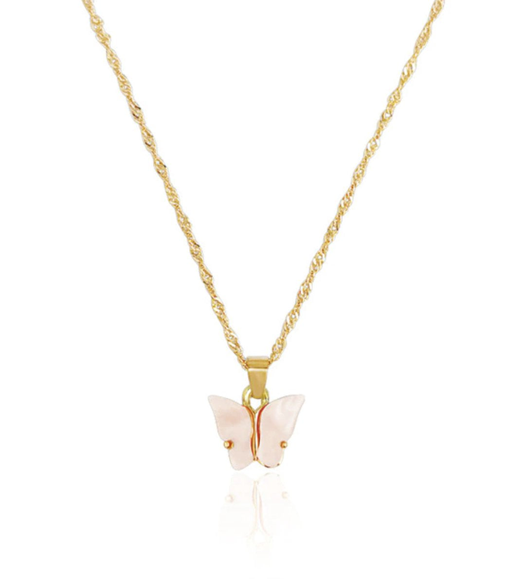 ketting met vlinder, roze