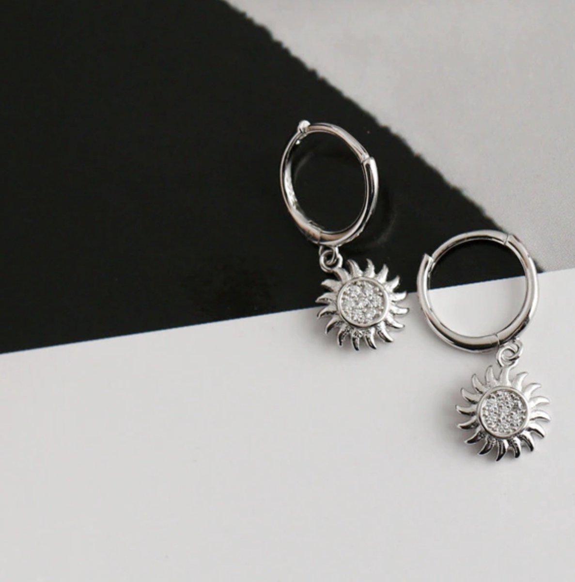 zonnebloem oorbellen, zilver