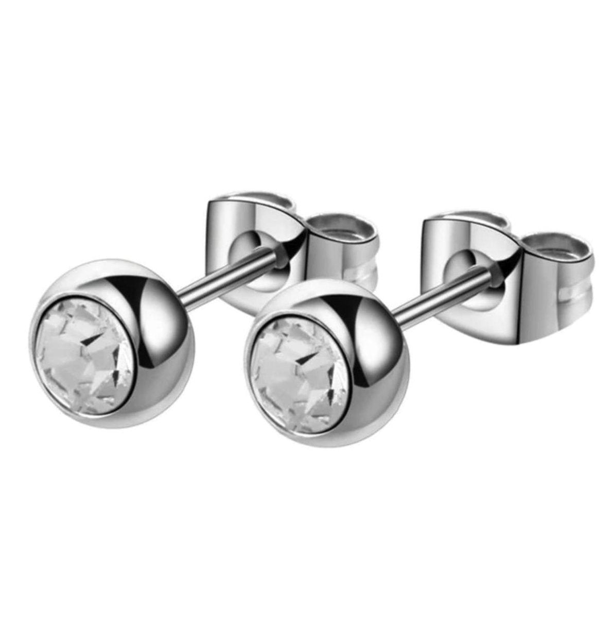 studs oorbellen ingelegd met steentje, zilver