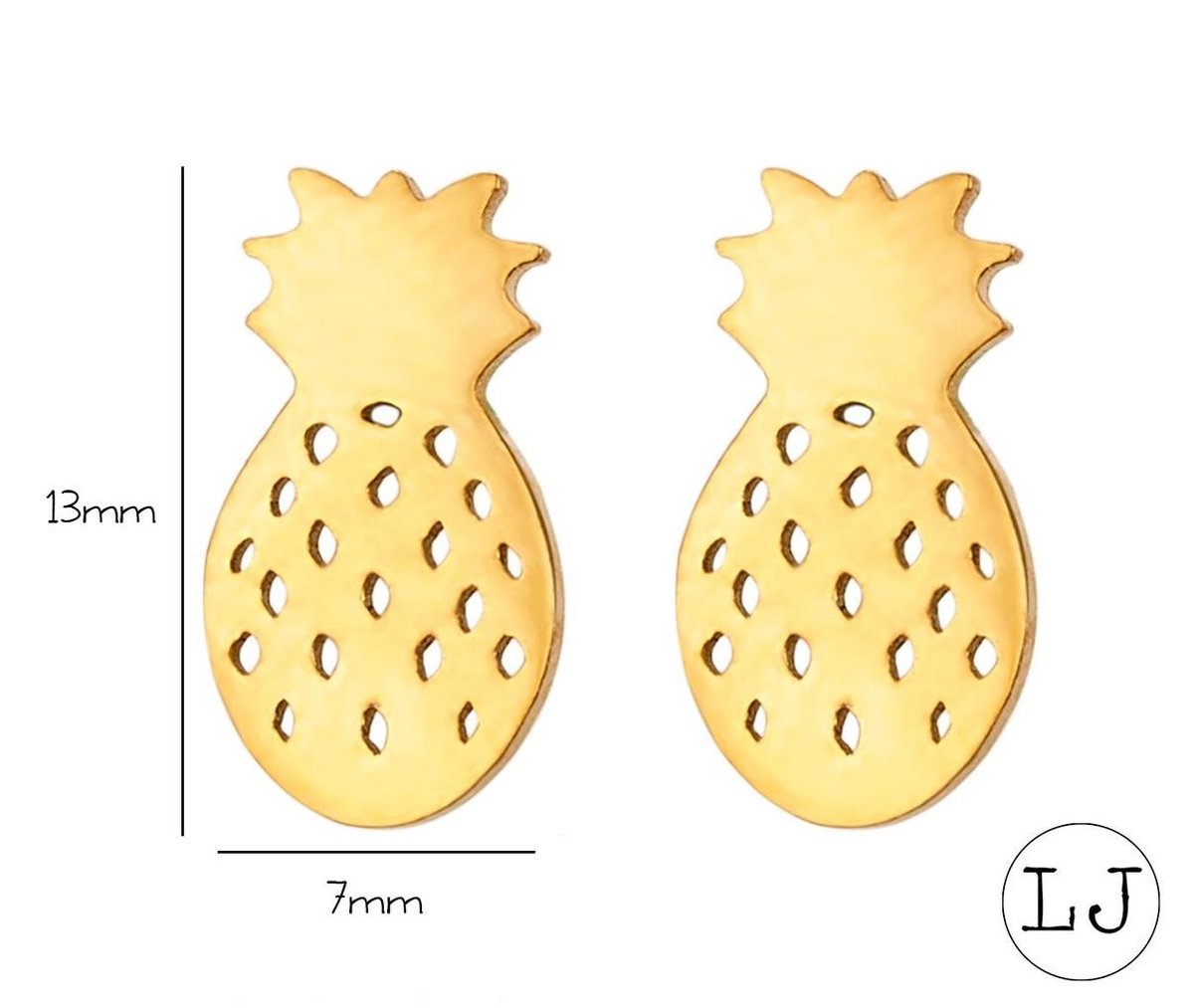 The pineapple earrings - goudkleurige oorknopjes - Liefs Jade