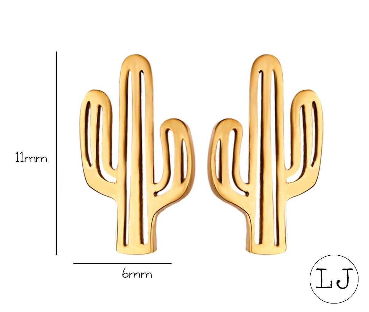 The cactus earrings - goudkleurige cactus oorbellen - Liefs Jade