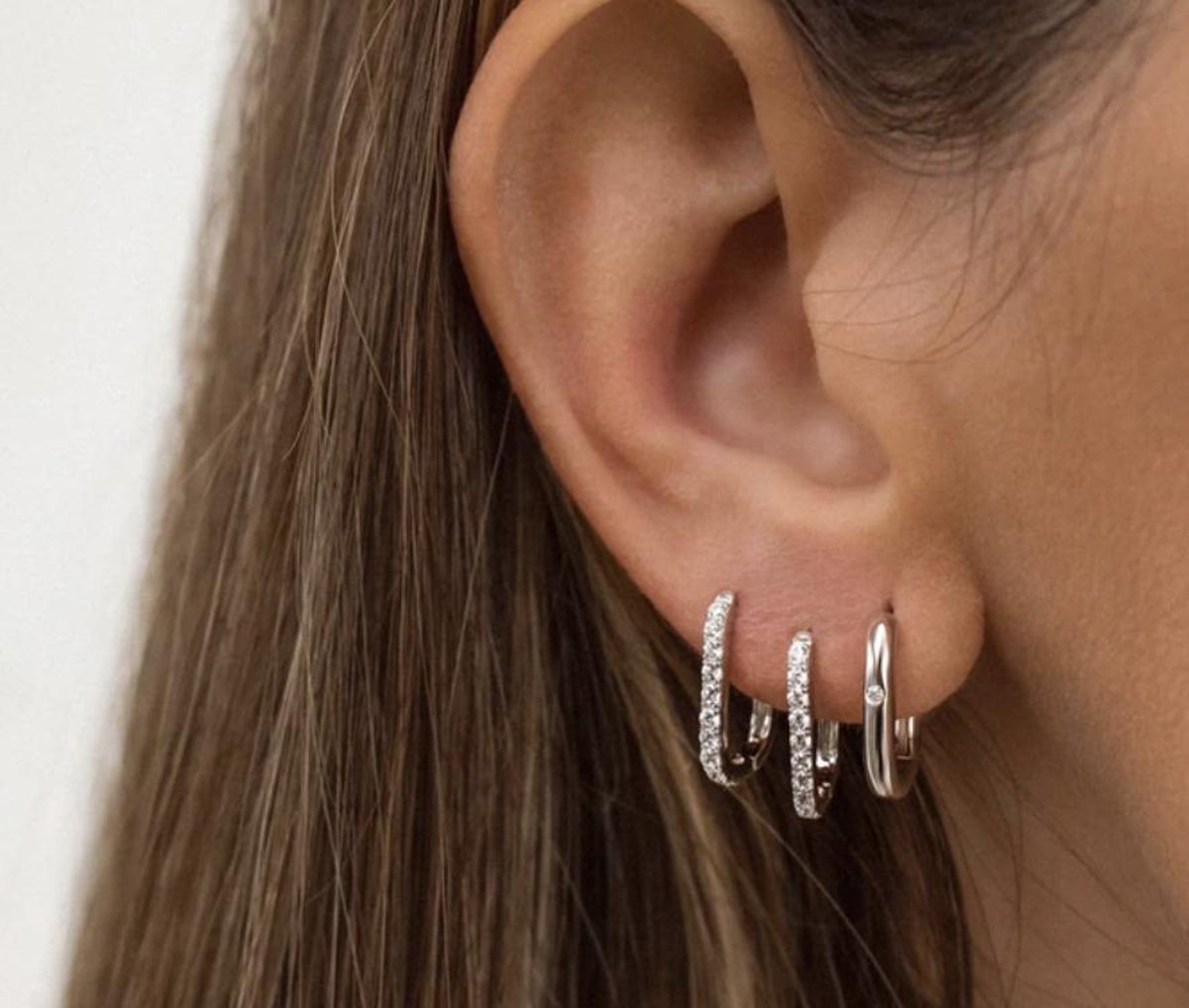 Rechthoekige oorringen 925 zilver