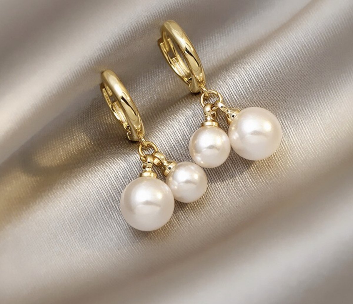 parel oorbellen, goud