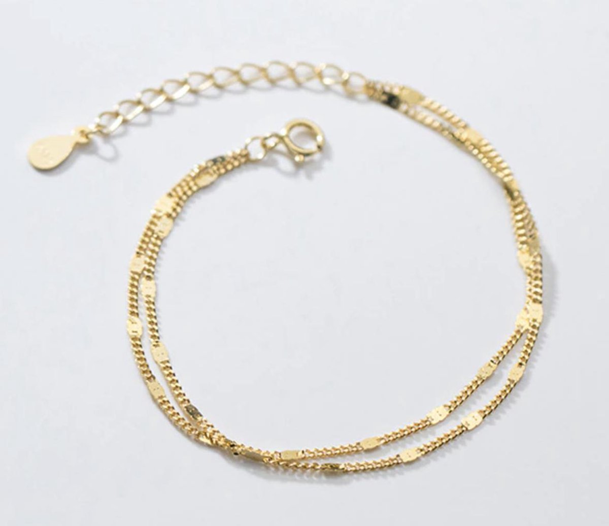 The double bracelet - goudkleurige dames armband 925 zilver - Liefs Jade