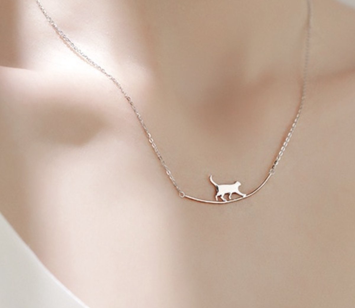 kettinkje met kat, zilver