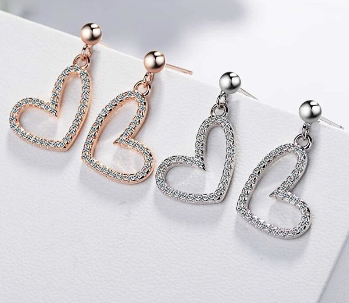 hartjes oorbellen, zilver