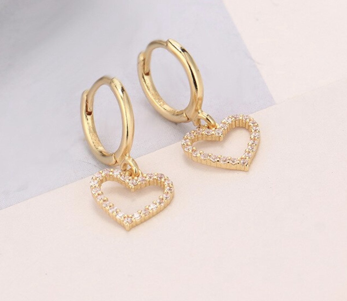 hartjes oorbellen, goud