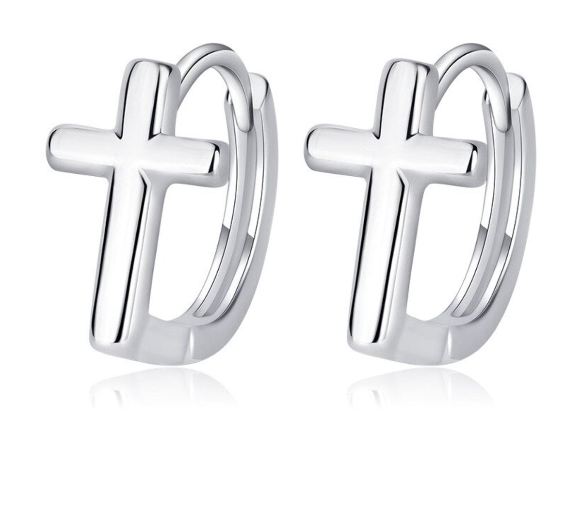 oorbellen met kruis, zilver