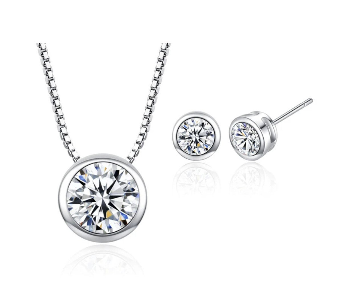 sieraden setje ketting en oorbellen, zilver