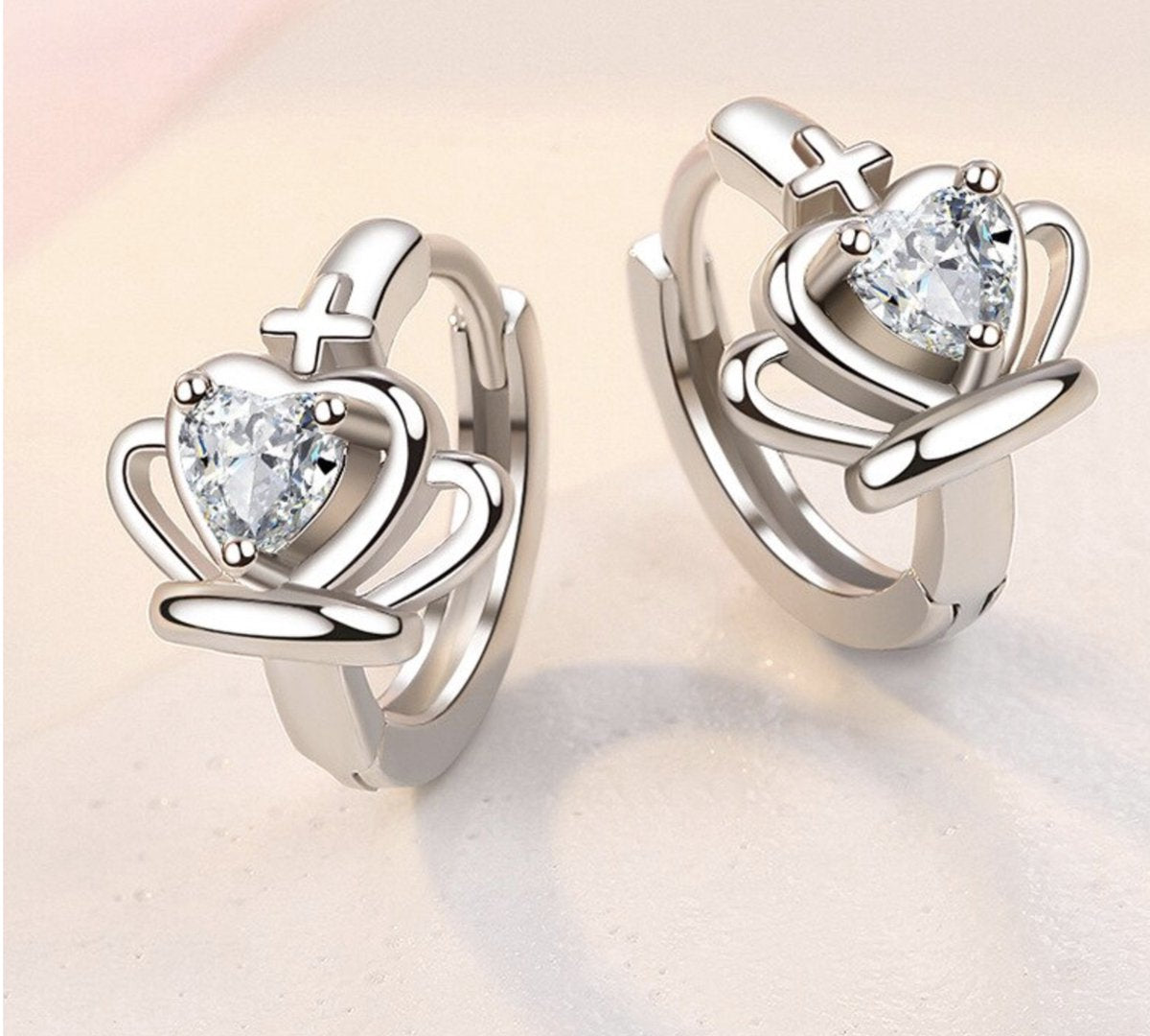 oorbellen kroontje, zilver