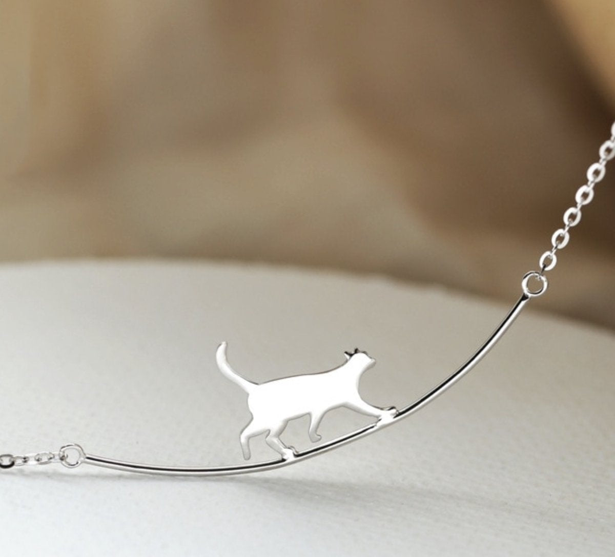 kettinkje met kat, zilver