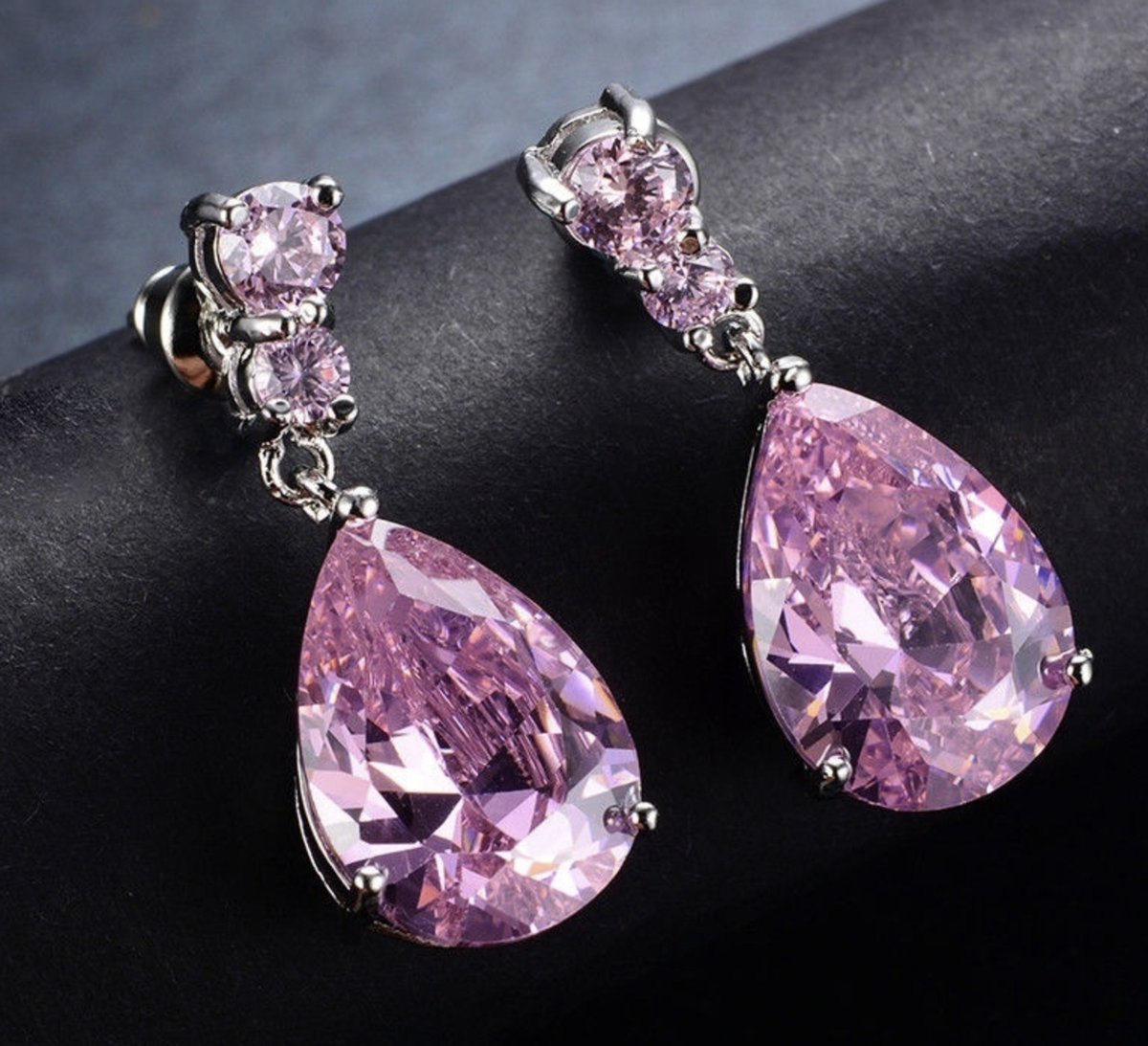 feestelijke oorbellen roze zirkonia