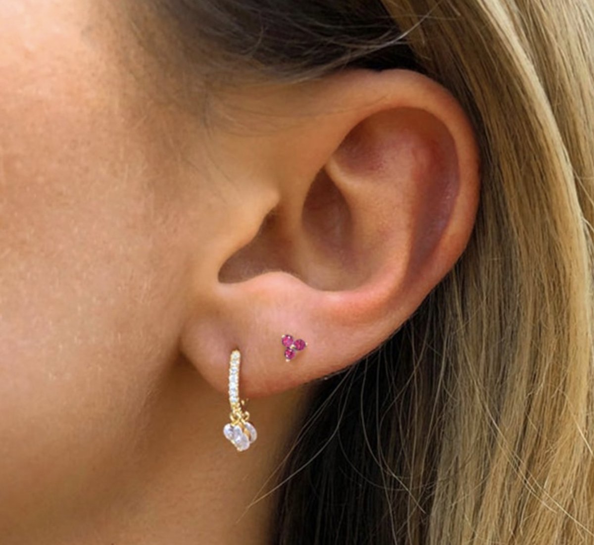 Gold plated oorknopjes met Zirkonia steentjes