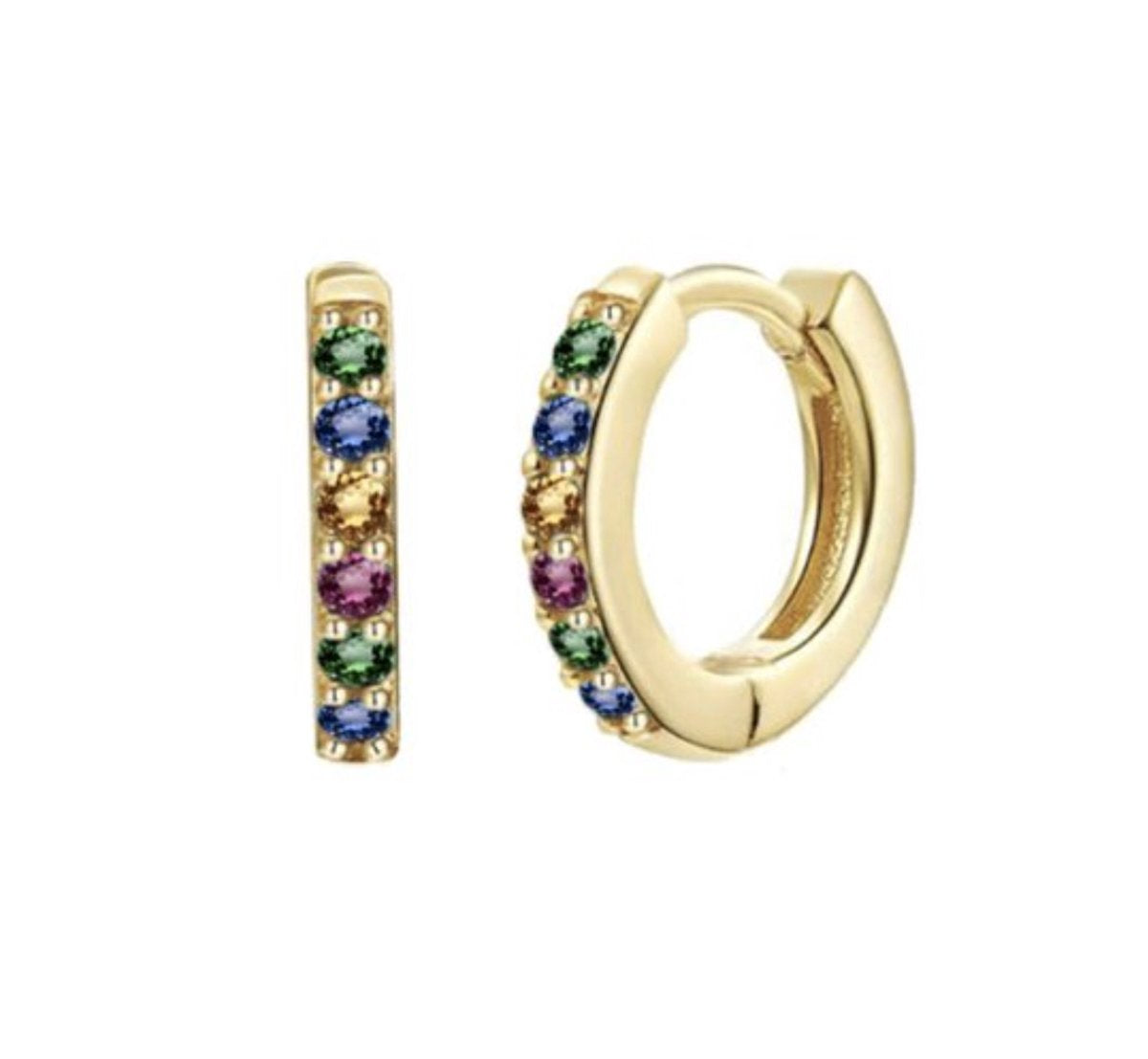multi kleurtjes zirkonia oorbellen goud