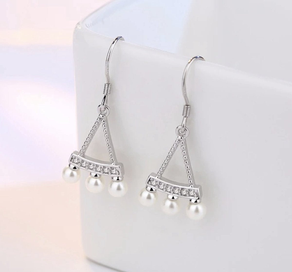 oorhangers mer parel, zilver