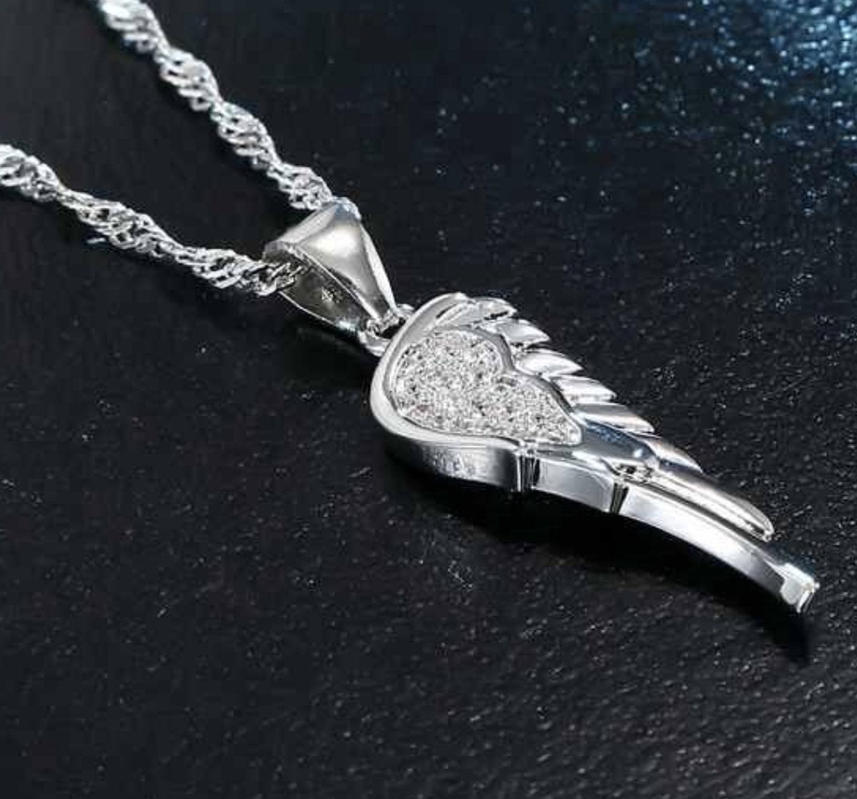 sieraden setje angel wings oorbellen en kettinkje, zilver