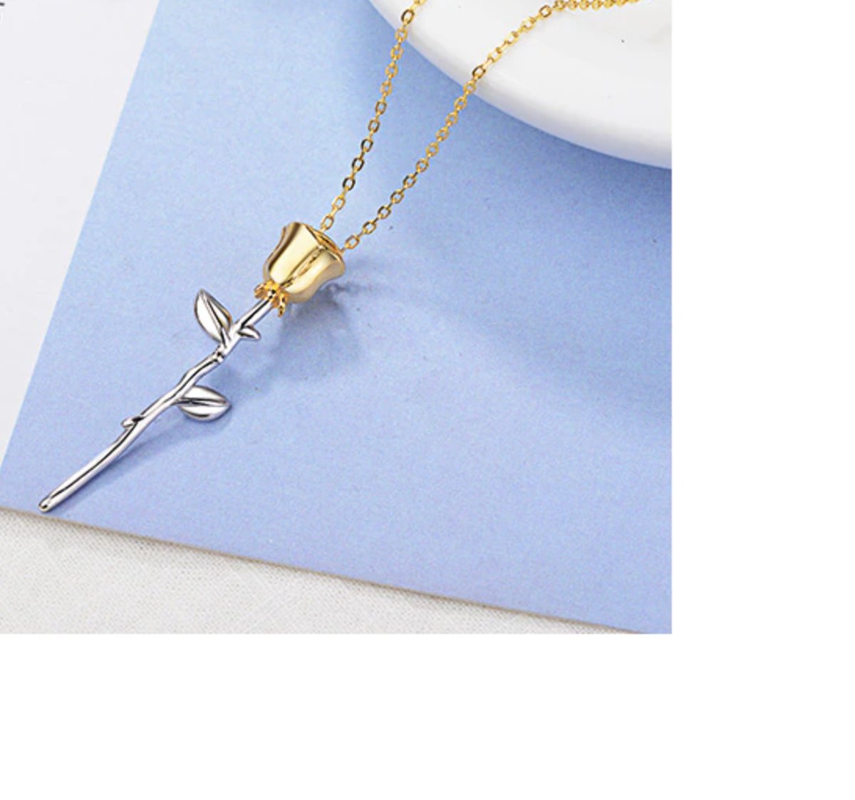 ketting met roos, zilver / goud