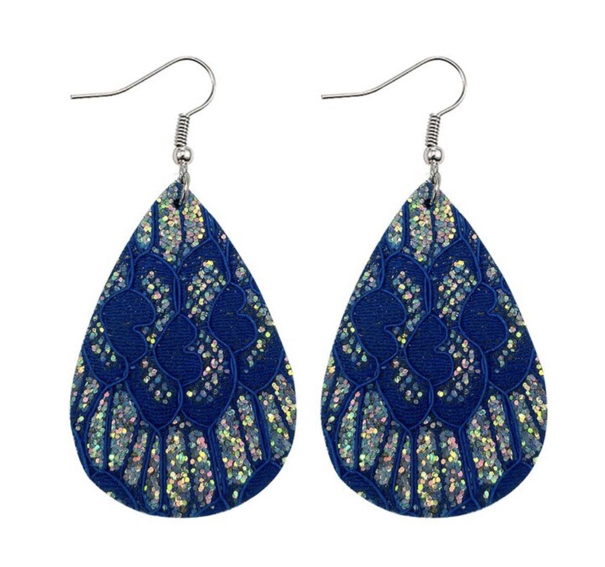 blauwe dames oorbellen - Blue lace earrings