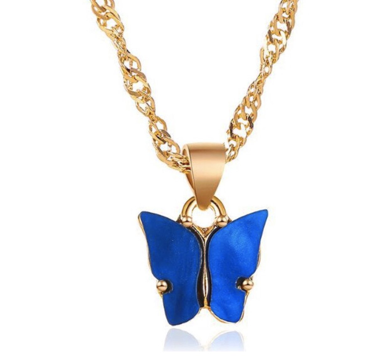 ketting met vlinder, blauw