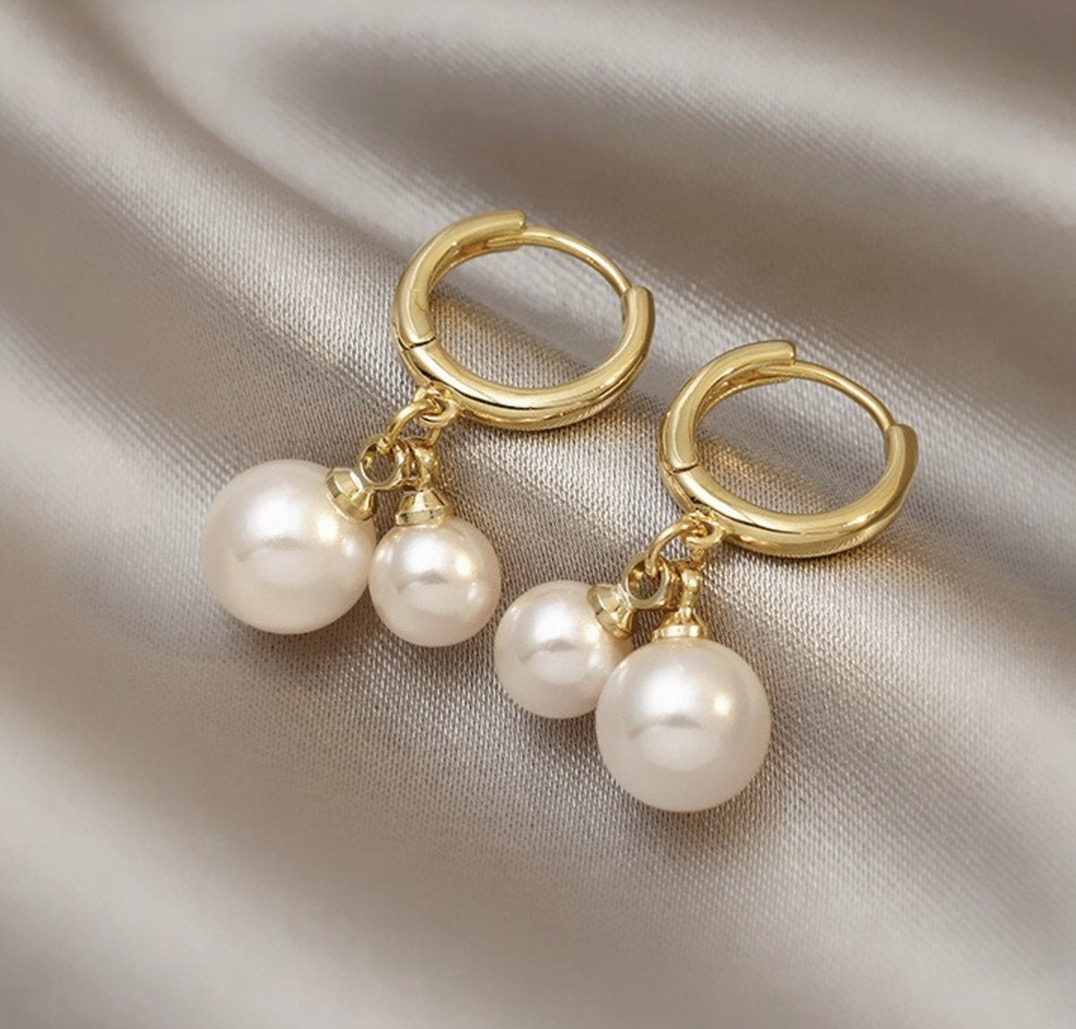 parel oorbellen, goud