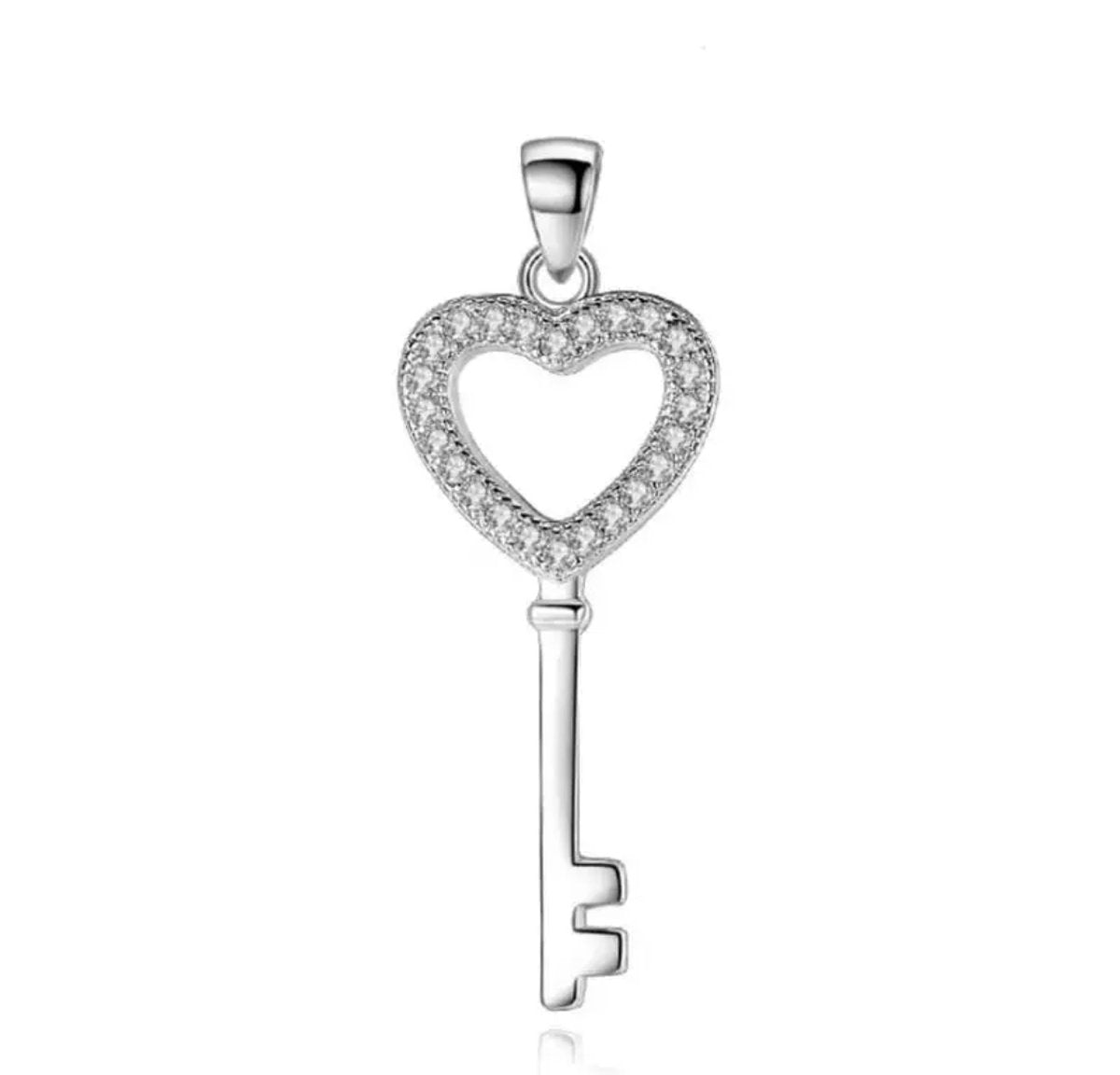 ketting met sleutel hanger, zilver