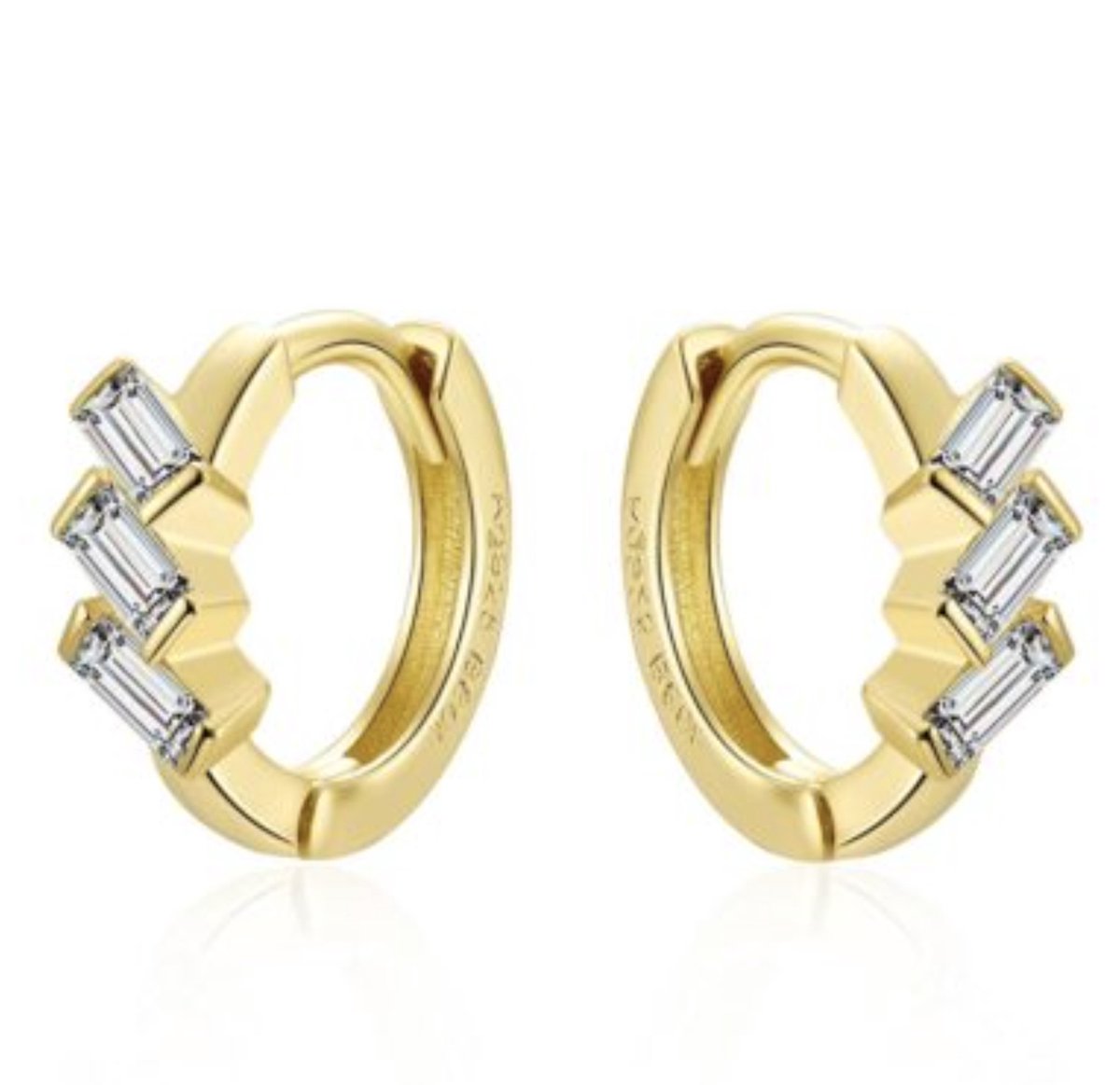 oorringen goud, witte steentjes